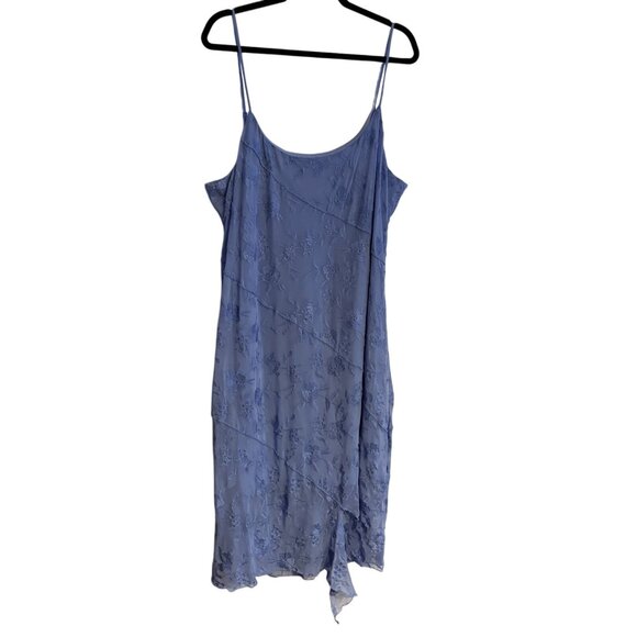 Arula Women 2X Blue Floral Lace Y2K 90s Slinky Allison Maxi Slip Dress NWOT - Picture 3 of 11